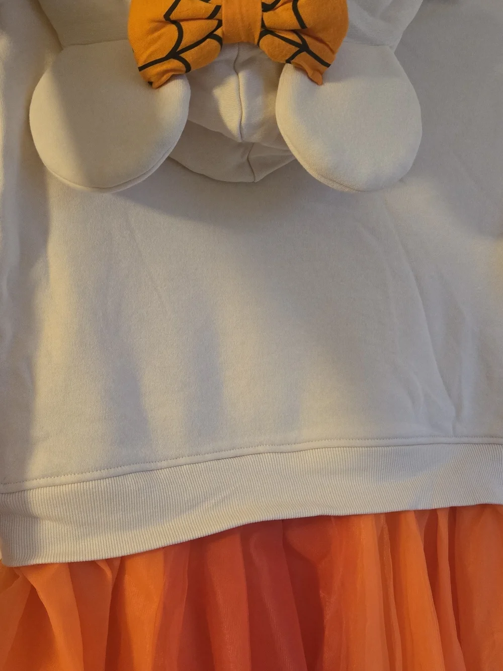 Disney Cream Hoodie Dress with Orange Tulle Skirt